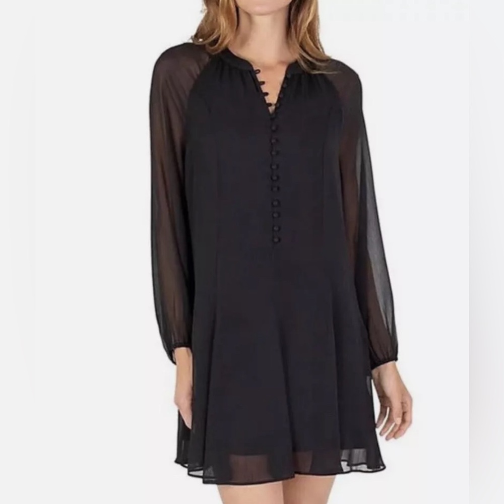 Joie Women's Dress Black Sheer Balloon Sleeve Lined Size Medium NWT